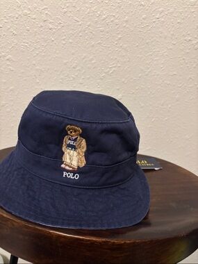 Polo Ralph Lauren Navy Bear Embroidered Bucket Hat